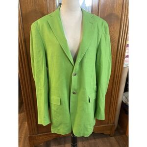 Alan Flusser Lime Green Linen Cotton Sport Coat Blazer See measurements